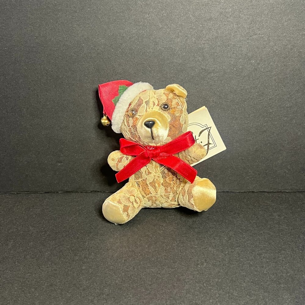 Vintage Rare St John Handcrafted Bayberry Potpourri Lace Christmas Teddy Bear 4"